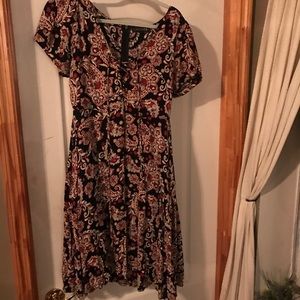 Paisley Lace up Fit and Flare